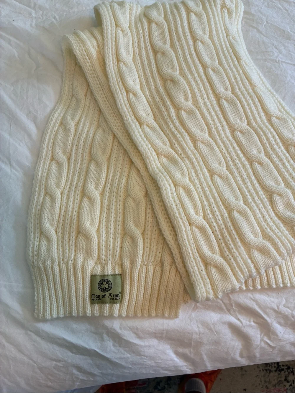 Man of Adam Irish Cream Cable Knit Scarf